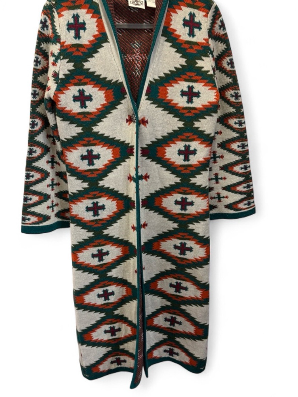 Rod’s Geometric Western Long Duster Cardigan Sz Small